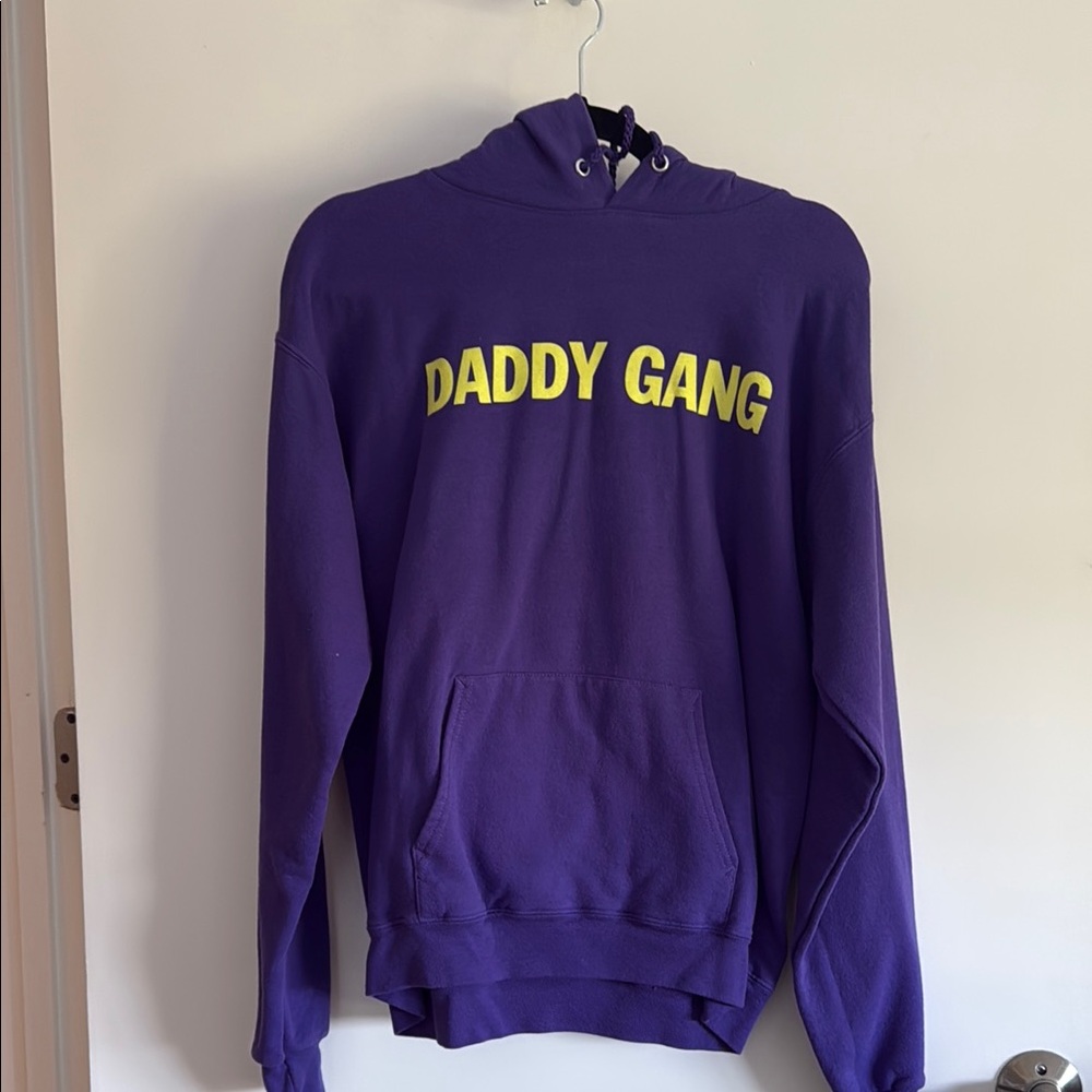 Call her daddy daddy gang Purple Hoodie with Yellow Print